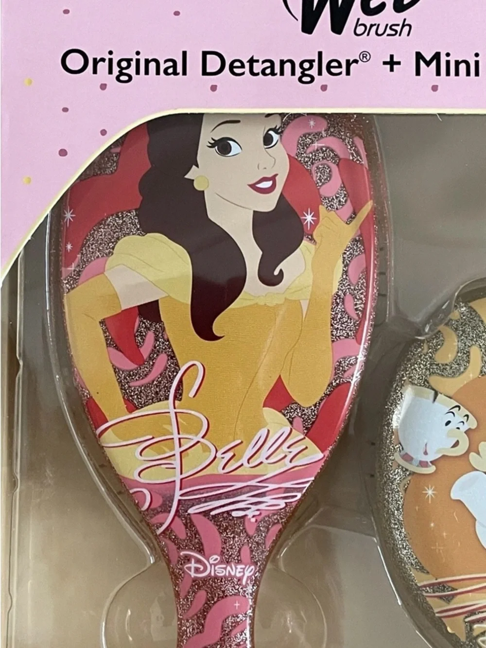 Disney Princess Belle Wet Brush Detangler & Mini Detangler Hair Brush Set NWT